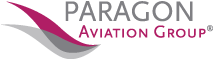 Business Aviation Group Paragon Aviation Group logo with gray and magenta swoosh graphic and text in gray and magenta.